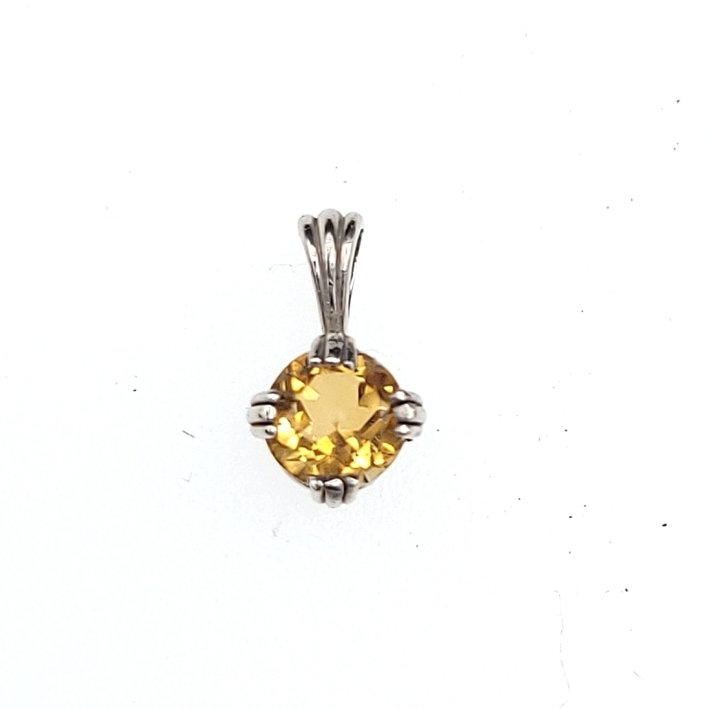14k white gold natural citrine pendant